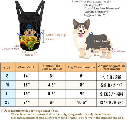 Fabric Cover Dog Knapsack, Hands-Free Adjustable Backpack Travel Bag for Pet, Medium Size, Classic Polka Dot Pattern Printed