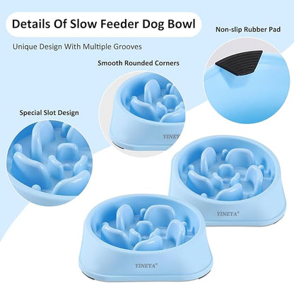 2Pcs Slow Feeder Dog Bowls Large Breed, Dog Slow Feeder Bowl, Dog Food Bowls Slow Feeder, Dog Bowl Slow Feeder, Dog Bowl That Slow Down Eating, Puzzle Dog Food Bowls, Slow Eating Dog Bowl