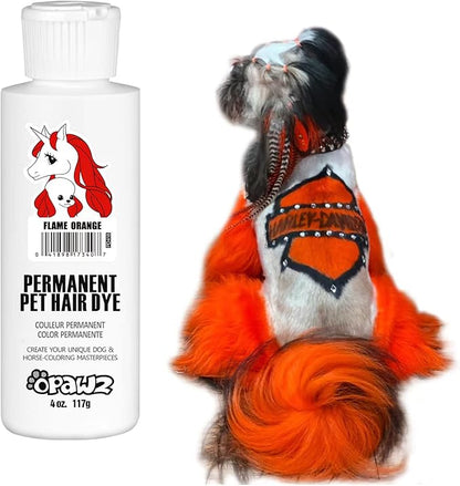 OPAWZ Permanent Dog Hair Dye, Pet Hair Dye Safely Used by Grooming Salons for a Decade, Pet Safe Dye Lasts Over 20 Washes, Bright Color for Dogs and Horses (Flame Orange)