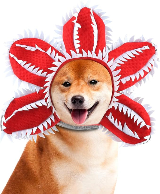 HOTUMN Dog Halloween Costume - Halloween Pet Scary Flower Hat Dog Demon Costumes Funny Hat Headband Soft Monster Cosplay Outfit and Cute Dog Decoration for Medium Large Breeds (Medium)