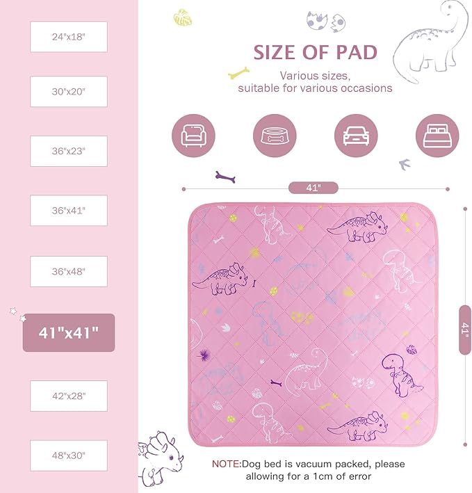 IEUUMLER Washable Pee Pads for Dogs 2 Pack EU007 (Pink 41"X41"-2pcs)