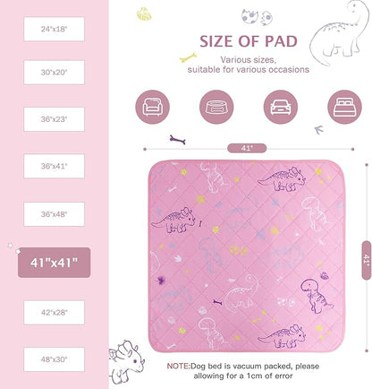 IEUUMLER Washable Pee Pads for Dogs 2 Pack EU007 (Pink 41"X41"-2pcs)