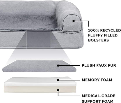 Furhaven Memory Foam Dog Bed for Large Dogs w/ Removable Bolsters & Washable Cover 125 lbs