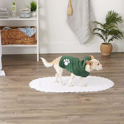 Bone Dry Pet Robe Collection, Embroidered Absorbent Microfiber Bath Robe with Adjustable Closure, for Dogs & Cats, X-Small, Hunter Green