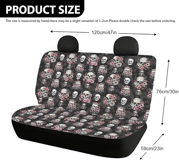 AFPANQZ Skull Floral Design Car Seat Cover Rear Seats Only High Stretchy Washable Bucket Seat Cushion Protector Backseats Covers for Girls Women