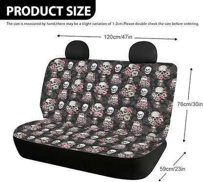 AFPANQZ Skull Floral Design Car Seat Cover Rear Seats Only High Stretchy Washable Bucket Seat Cushion Protector Backseats Covers for Girls Women