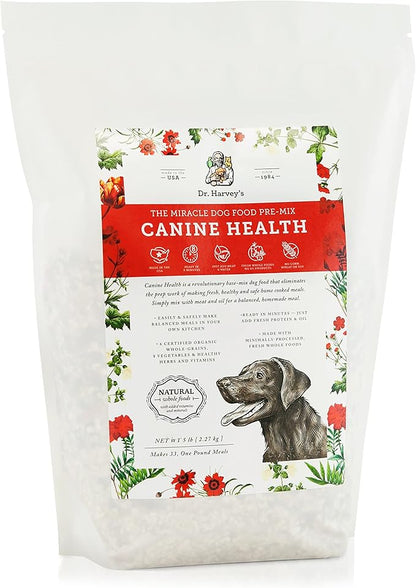 Dr. Harvey's Canine Health Miracle Dog Food, Human Grade Dehydrated Base Mix for Dogs with Organic Whole Grains and Vegetables (5 Pounds)