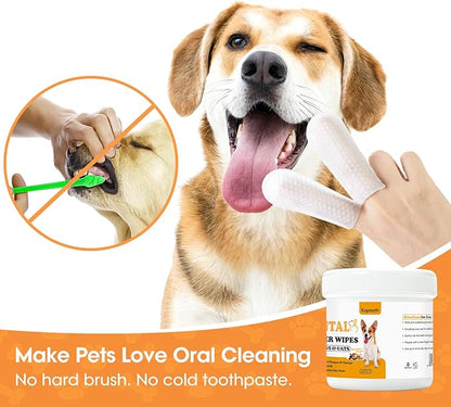 Teeth Cleaning Finger Wipes for Dogs & Cats 100 Count,