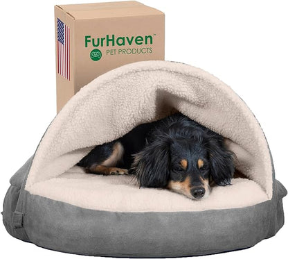 Furhaven 26" Round Cooling Gel Dog Bed for Medium/Small Dogs w/ Removable Washable Cover 30 lbs 26-inch