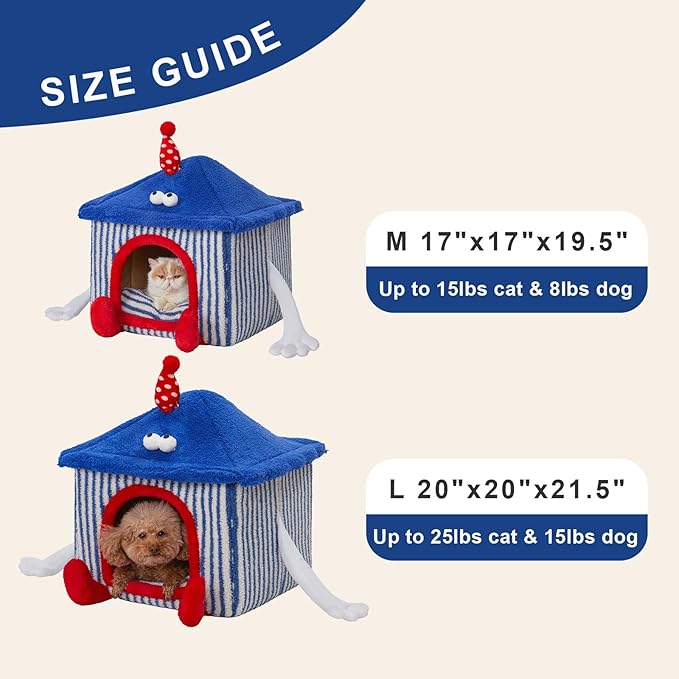 Jiupety Cat Houses for Indoor Cats (17"x17"x19.5") Up 15lbs Cat 8lbs Dog,