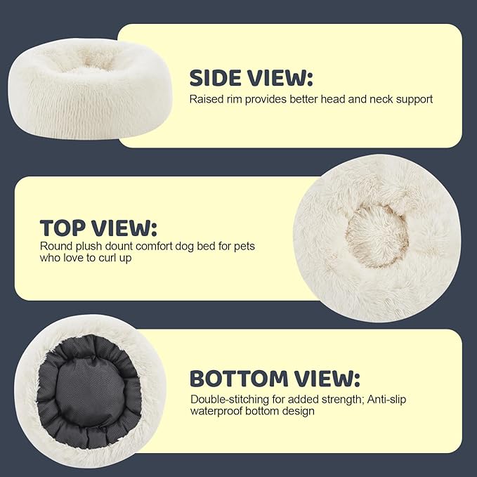 Calming Dog Bed for Small Dogs 20", Pearl