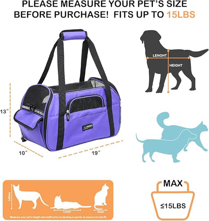 JESPET Soft-Sided Kennel Pet Carrier for Small Dogs, Cats, Puppy, Airline Approved Cat Carriers Dog Carrier Collapsible, Travel Handbag & Car Seat