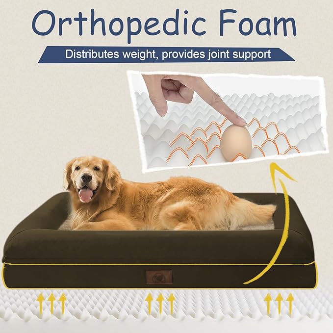 Orthopedic Washable Large Dog Bed: XXLarge Dog Bed Bolster Waterproof