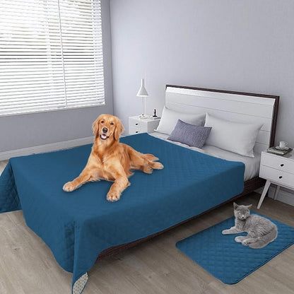 Easy-Going 100% Waterproof Dog Bed Cover, Non-Slip Pet Blanket for Furniture, Washable Couch Cover, Repleasement Sofa Cover (86x82 in,Peacock Blue)