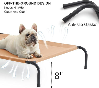 Love's cabin Elevated Cooling Dog Bed for Medium Dogs Beach,Beige,43 inches