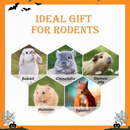 Abizoo Halloween Guinea Pig Toys,Bunny Toys Hanging,Natural Wood for Rabbits Teeth Grinding Chinchilla Dwarf Hamster Rat Gerbi Toys Rabbit Chew Toys Treats Small Animals Enrichment Boredom for Cage