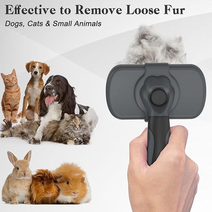 Swihauk Self Cleaning Slicker Brush - Skin Friendly for Dogs & Cats, Deshedding Grooming Tool for Shedding Hair, Puppy Brush for Haired Pets