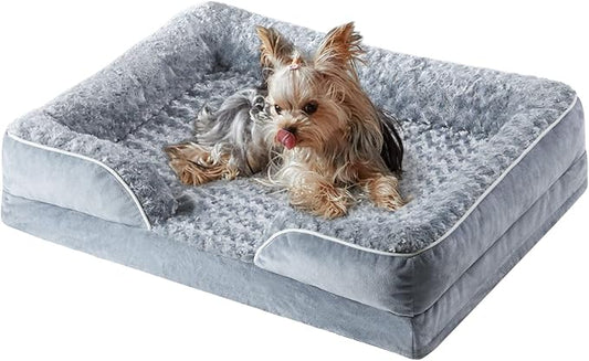 WNPETHOME Dog Beds for Medium Dogs, Washable Dog Bed, Bolster Dog Sofa Bed with Waterproof Lining & Non-Skid Bottom, Orthopedic Egg Foam Dog Couch for Pet Sleeping, Pet Bed for MediumDogs