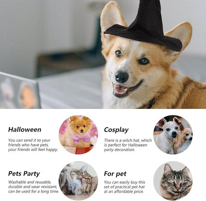 YARNOW 2 Pcs Dog Witch Hat Halloween Pet Hat Halloween Witch Hat for Dog Cat Pet Costume Accessories