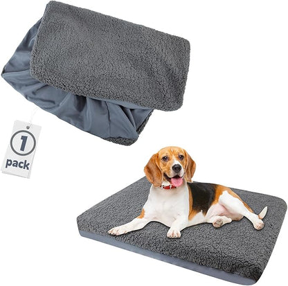 Dog Bed Cover,Dog Beds Covers Replacement Washable,Waterproof Pet Crate Pad Puppy Liner Grey Pillow Cover Sheet Removable Large Proof Soft Plush Kennels Resistan (L：32 * 44 * 6 Inch)