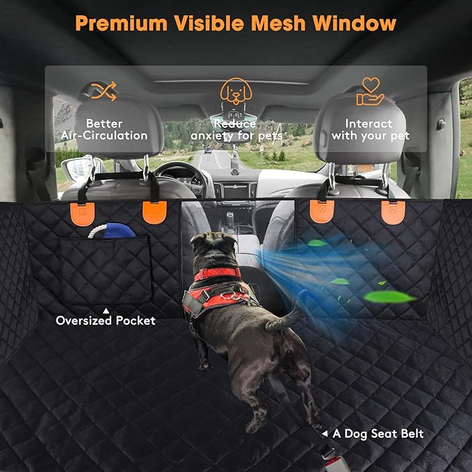 MIXJOY Dog Car Cover for Back Seat and Door Protector Waterproof Dog Seat Covers for Cars 1 Dog