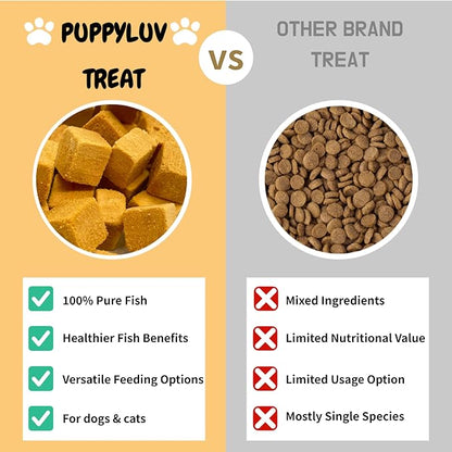 Puppyluv Salmon Fish Treats | Natural Freeze Dried Dog & Cat Treats | Training Treats for Dogs | Rich with Fish Oil for Dogs | All Breeds & Sizes