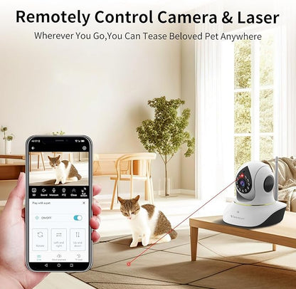 VSTARCAM Pet Camera with Laser, 3MP 2.4GHz WiFi Interactive Dog & Cat Laser Toy Camera with Night Vision, Motion Detection Alerts, APP Remote Control Indoor Security Camera for Pet Monitoring