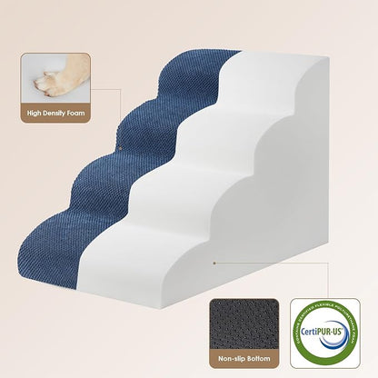EHEYCIGA Curved Dog Stairs for High Beds 19.7" H 4-Step Dog