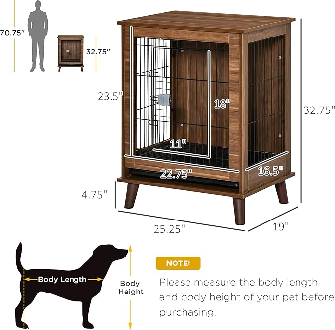 PawHut Dog Crate Furniture End Table Pet Kennel with Lockable Doors