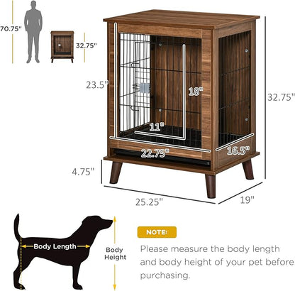 PawHut Dog Crate Furniture End Table Pet Kennel with Lockable Doors