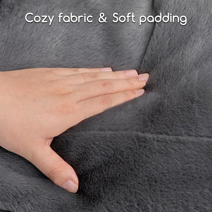 Hollypet Fluffy Plush Dog Cat Pet Sofa Couch Soft Calming Pet Beds for Medium Small Cats and Dogs