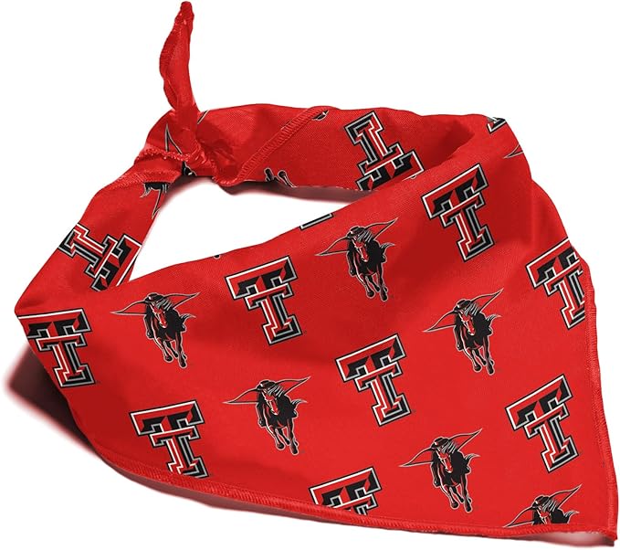 NCAA Officially Licensed Bandana for Dogs and Cats | Fits Pets Great Gift Idea | Easy-to-Tie (Large, Texas Tech Red Raiders)