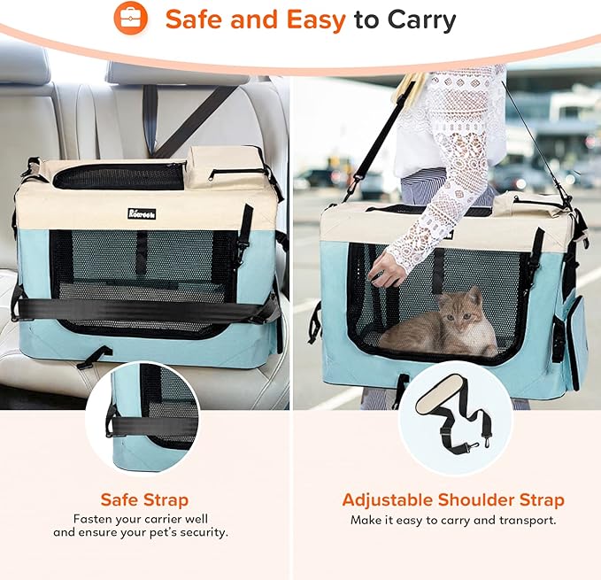 Large Cat Carrier 24"x17"x17" 2 Bowls,