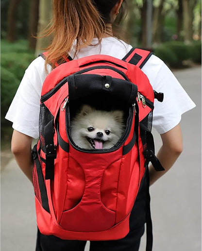 Large Pet Cat Backpack Dog Backpack for Most Dog Sizes Travel&Hiking Pet Carrier Backpack with Safety leash large Ventilations Double-layer Structure (RED)