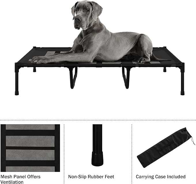 PETMAKER Elevated Dog Bed 48x36-Inch Portable 110lbs (Black)