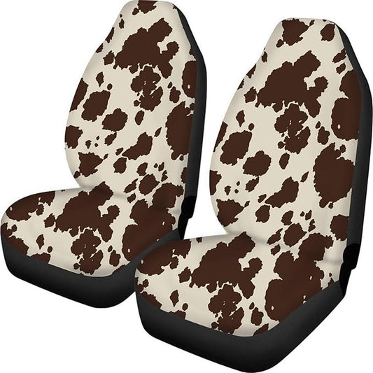 CLOHOMIN Cow Fur Animal Print Front Only Seat Cover for Women Men 2