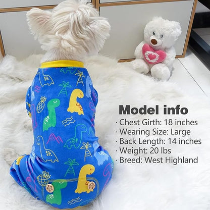 KYEESE Dog Pajama for Large Dogs with Dinosaur Soft Material Stretchable Dog Pajamas Onesie Dog Apparel, XXX-Large