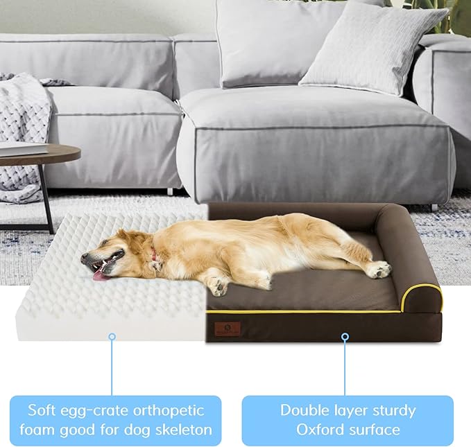 Hygge Hush 100% Waterproof Dog Bed 42"x30", Brown)
