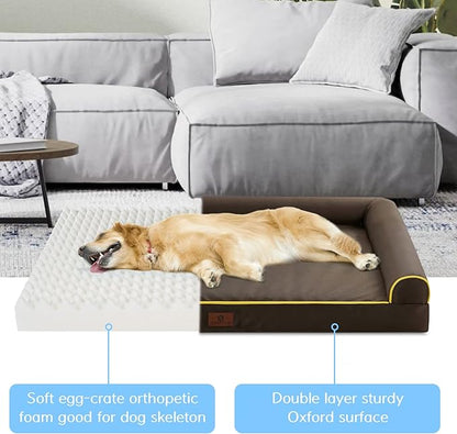 Hygge Hush 100% Waterproof Dog Bed 42"x30", Brown)