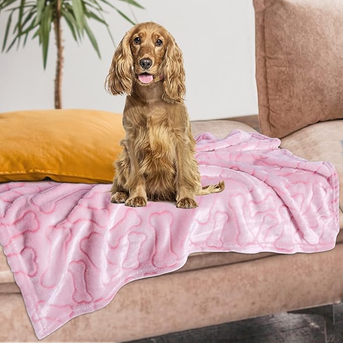 1 Pack 3 Dog Blankets for Medium Dogs, Soft Fleece Dog Blanket Fluffy Pet Blanket Warm Sleep Mat Cute Bone Print Puppy Cat Blanket, Flannel Throw for Washable Dog Bed, Blanket for Dogs, 41"X31"