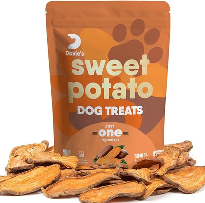 Davie's Sweet Potato Dog Treats - Healthy Dog Treats Made in USA Only, Natural Dog Treats, Healthy Dog Chews, Low Fat Dog Treats, 0.5 lb. Bag