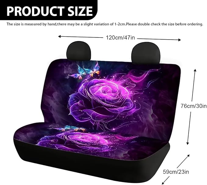 AFPANQZ Purple Rose Car Rear Seat Cover Non-Slip Stretch Universal Fit