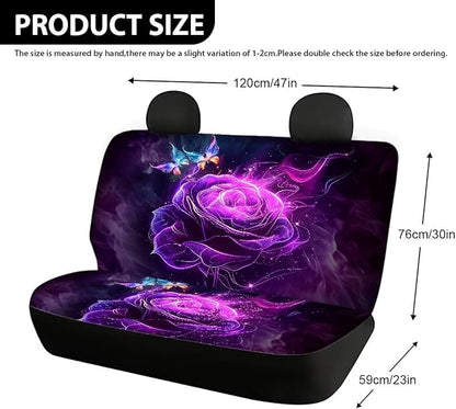 AFPANQZ Purple Rose Car Rear Seat Cover Non-Slip Stretch Universal Fit