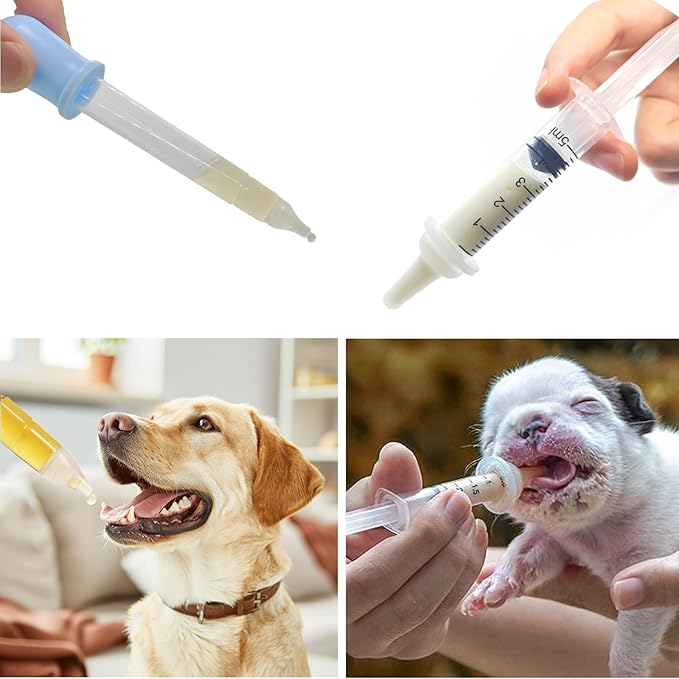 Cat Pill Shooter, Pet Pill Dispenser, Pet Syringe & Dropper wirh Replacement Nipples, Suitable for Kittens, Puppies and Wild Animals