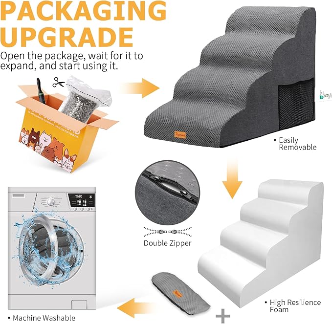 Topmart High Density Foam Dog Steps 4 Tiers