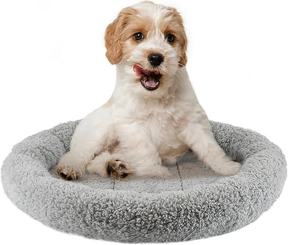 Enjoying Small Round Cat Bed Diameter 15.75" Round Cat Pillow Bed for Small Medium Dogs Cats Relying/Curling Sleep Warm Cat Cushion for Crates