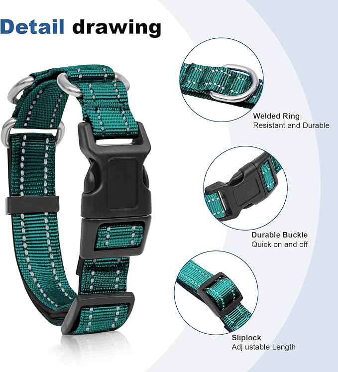 Reflective Martingale Dog Collars. Dog Collar with Quick