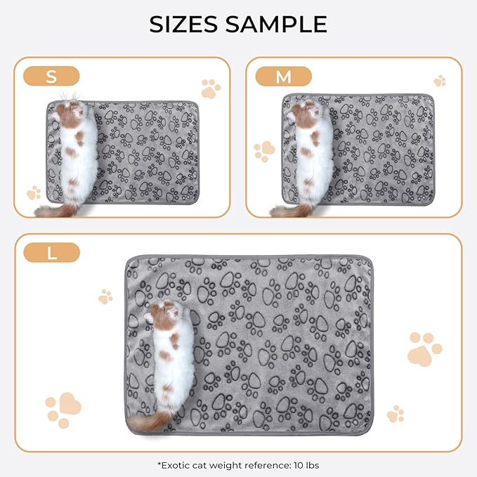 1 Pack 6 Blankets Dog Cat Soft Fluffy Fleece Pet Blanket Warm Cute Print Design Puppy Kitten Blanket Doggy Grey Paw Medium(30x20)