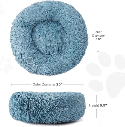 Aurako Cat Bed Dog Bed Round Cushion Pet 20" Cyan
