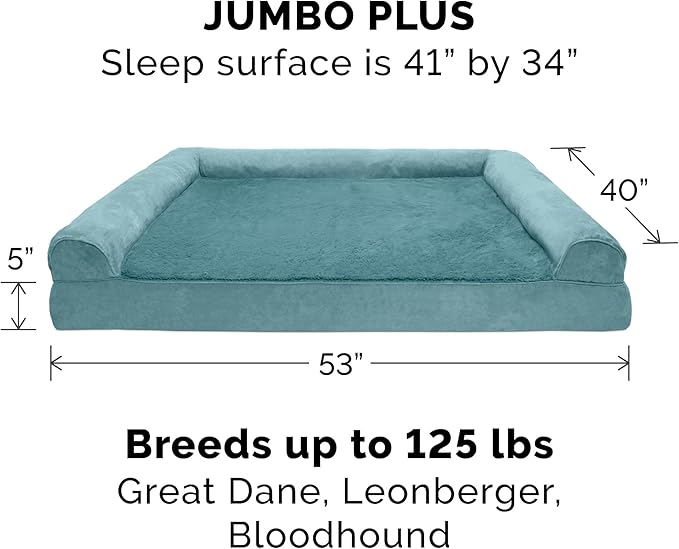 Furhaven Memory Foam Dog Bed for Large Dogs w/ Removable Bolsters & Washable Cover 125 lbs